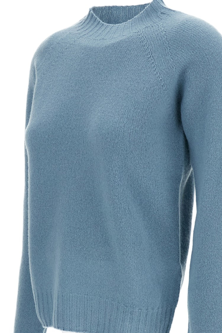 Drumohr Mock Neck Jersey-Knit Wool Sweater With Raglan Sleeves