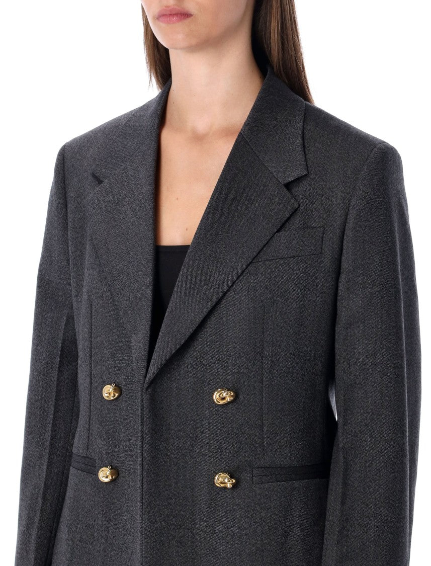 Bottega Veneta Grey Blazer With Gold Knot Buttons
