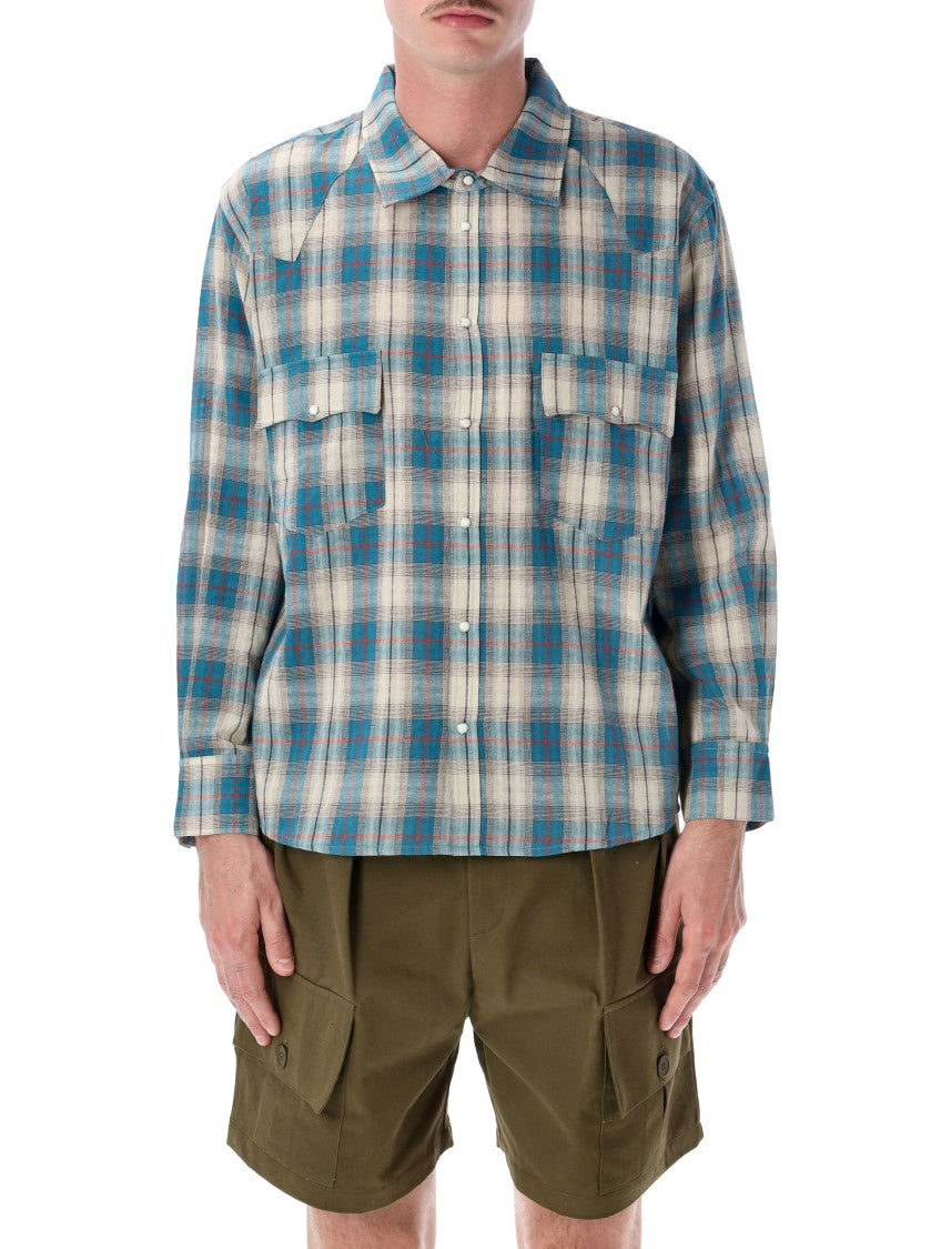 Found Checkered Long-Sleeve Texana Shirt With Flap Pockets