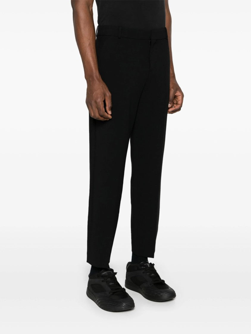 Balmain Black Double Crepe Tailored Wool Trousers