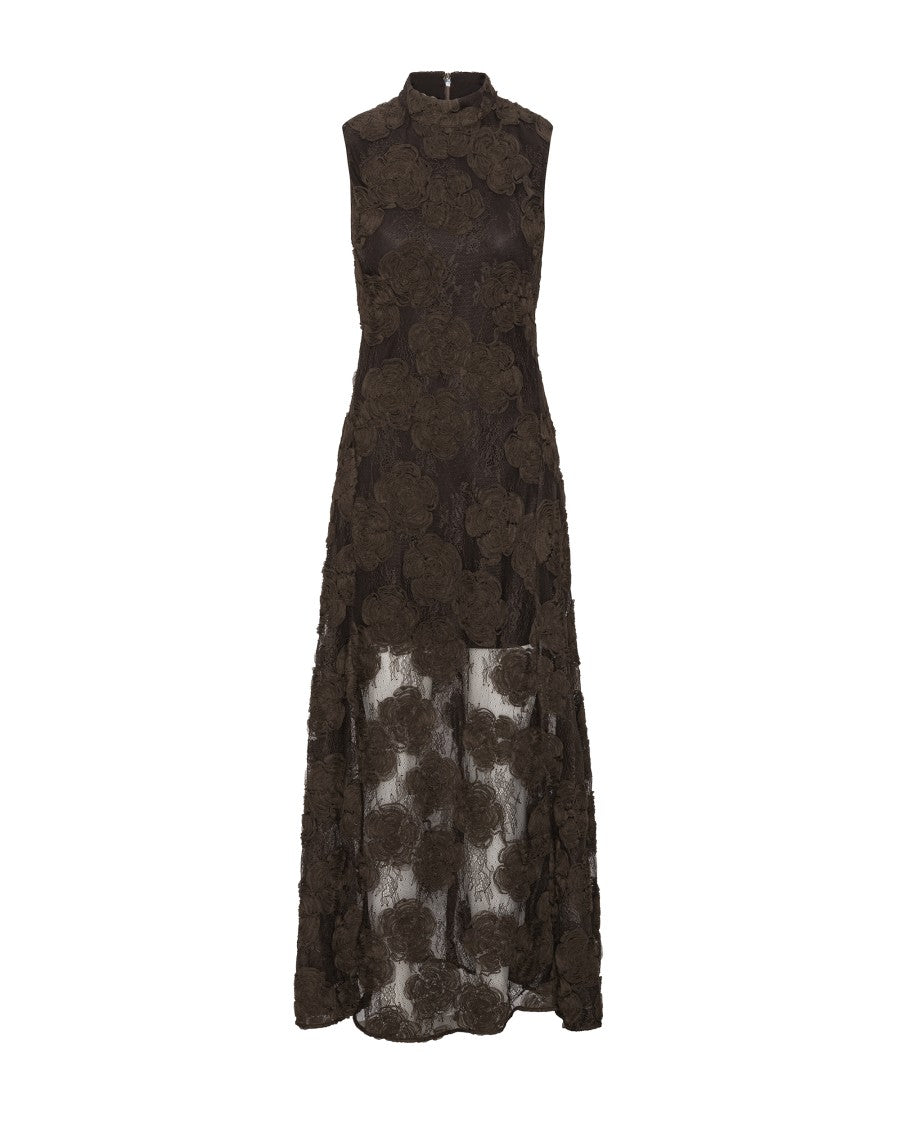 ROTATE Maxi Dress 3D Floral Lace High-Neck Sleeveless