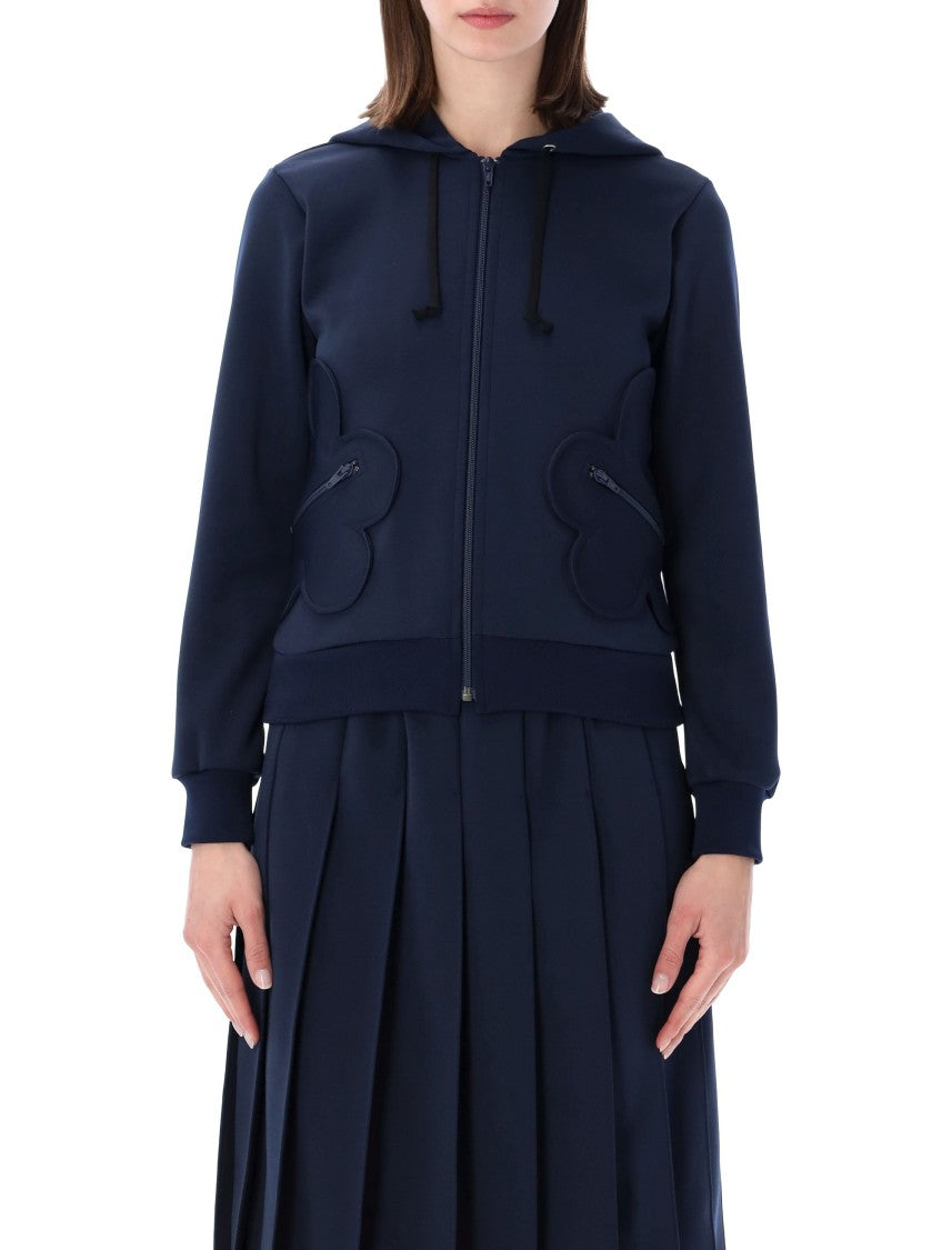Comme Des Garçons Front Zip Graphic Pockets Hoodie
