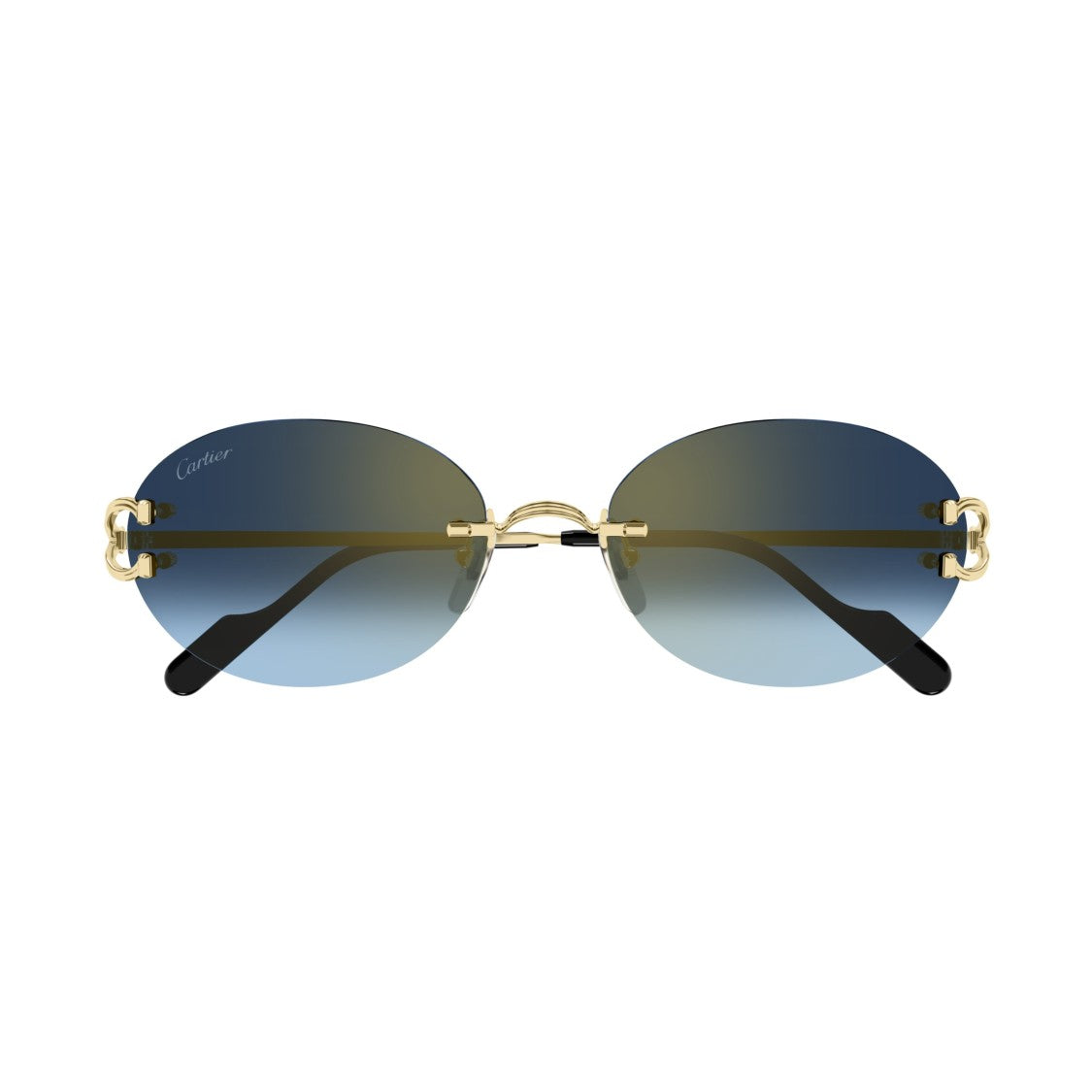 Cartier Rimless Oval Gradient Blue Tint Sunglasses