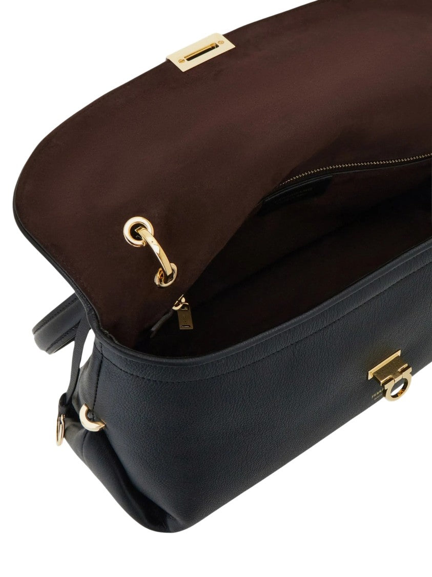 Salvatore Ferragamo Sh M Sleek Structured Calf Leather Shoulder Bag