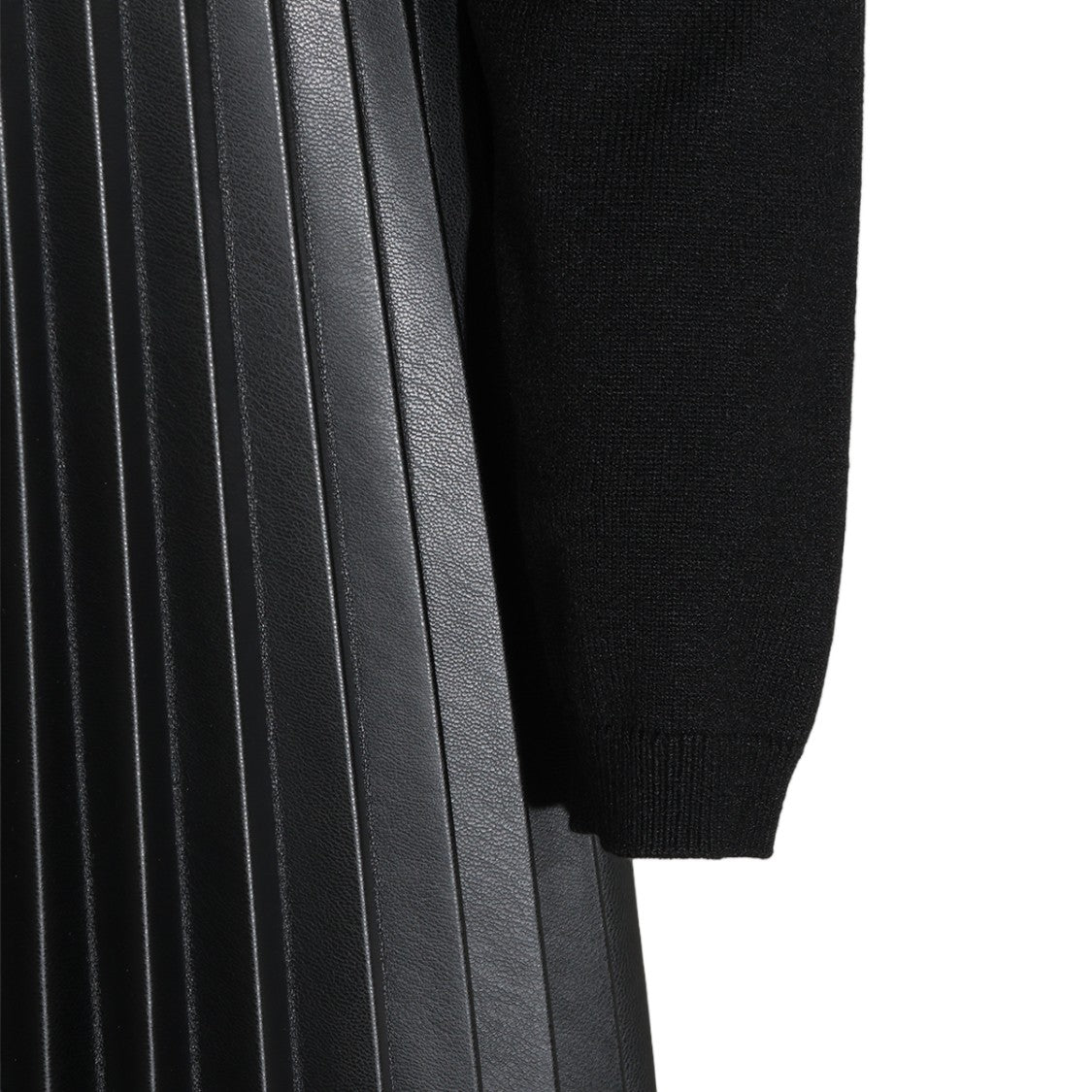 Twin-Set Fitted Knit Top Faux Leather Midi Dress