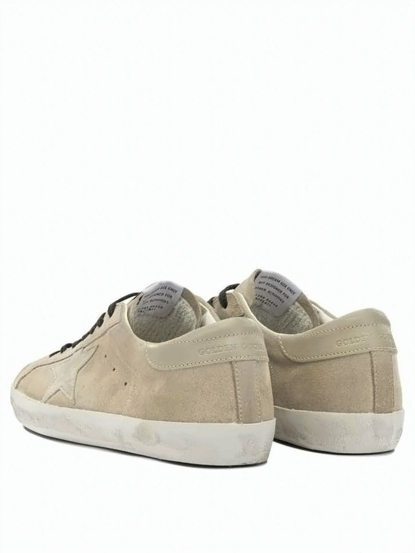Golden Goose Beige Suede Low-Top Sneakers With Distressed Rubber Sole