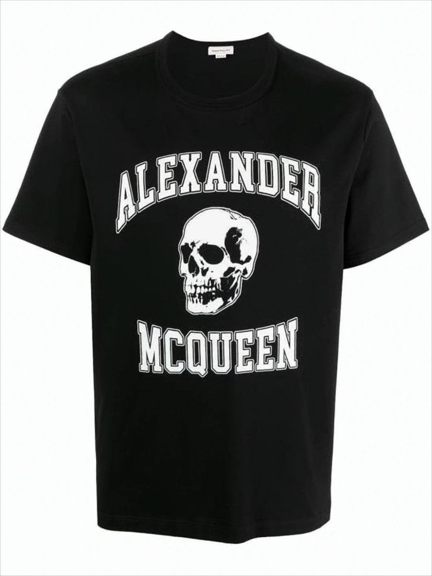Alexander Mcqueen Black Short-Sleeve T-Shirt With Graphic Skull Design