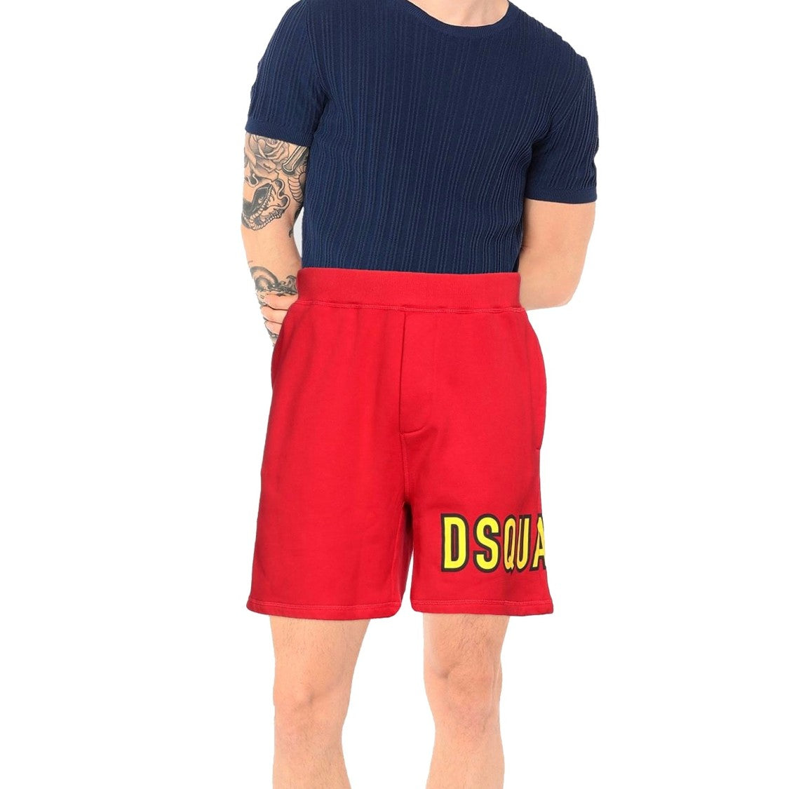 Dsquared2 Cotton Logo Shorts With Elastic Waist