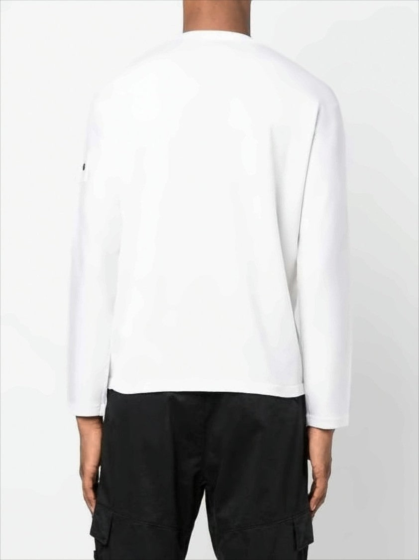 Stone Island White Crew Neck Sweater With Cashmere