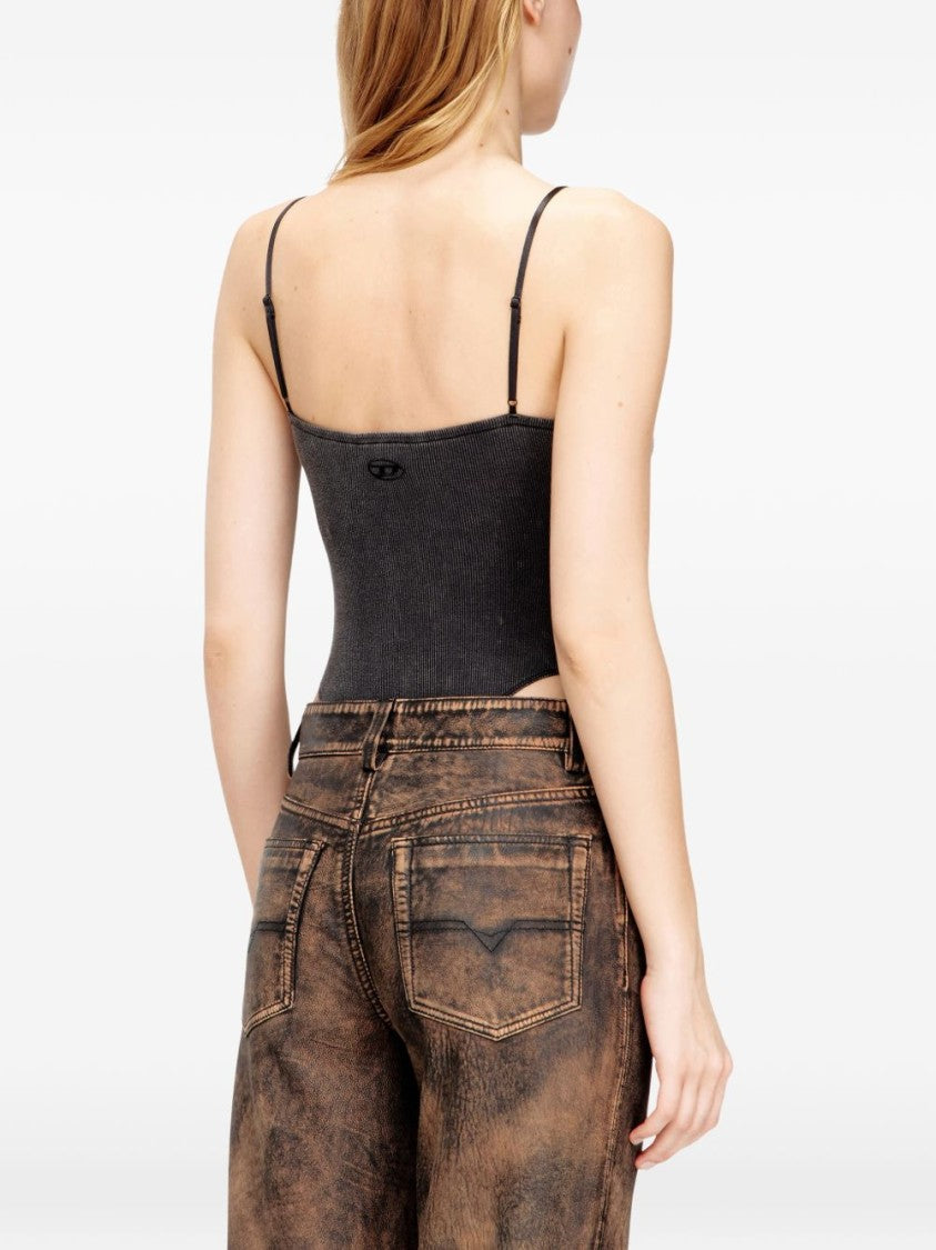 Diesel Fitted Black Tank Top With Adjustable Straps