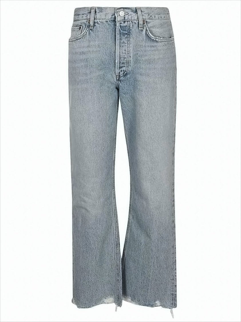 Agolde Light Blue High-Waisted Denim Pants With Flared Leg