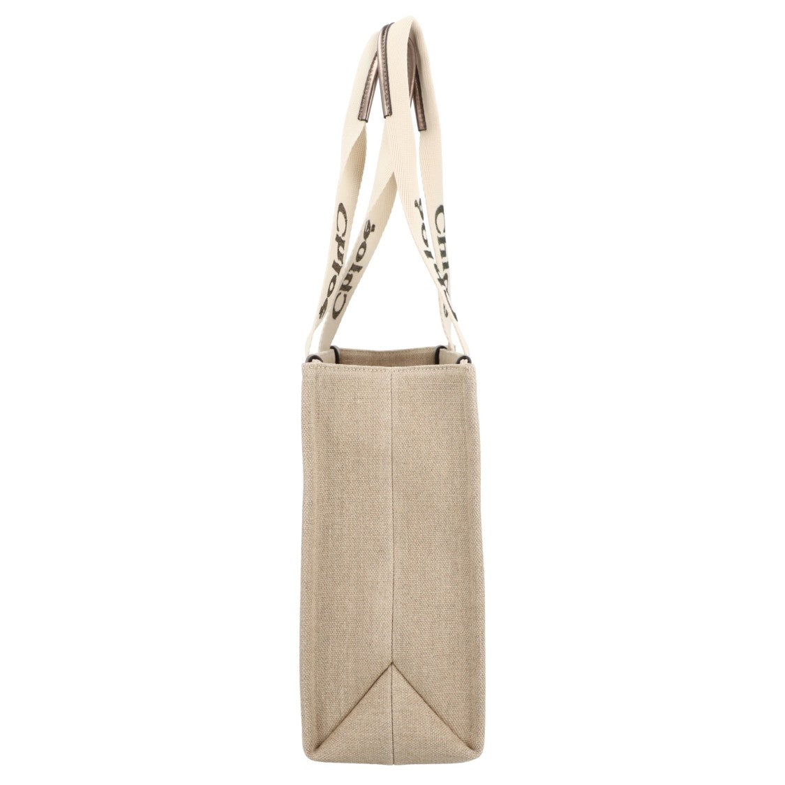 Chloé Woody Tote Bag In Linen & Leather