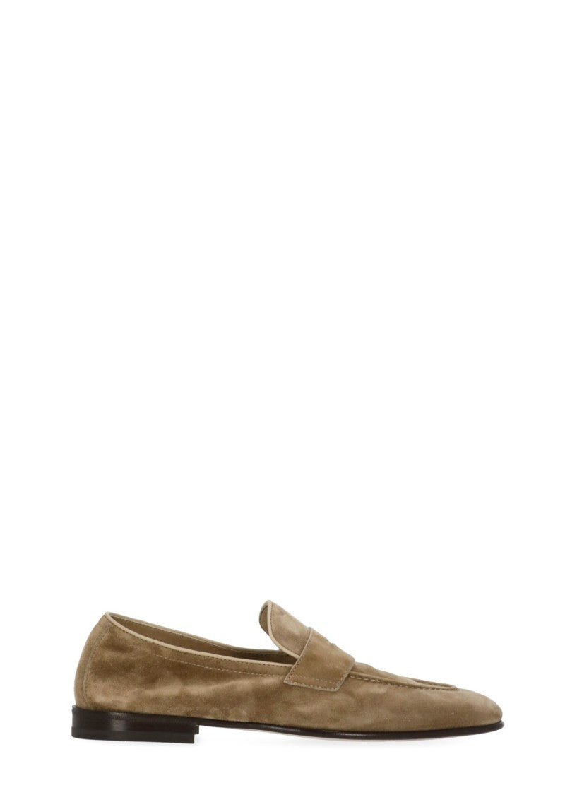Brunello Cucinelli Beige Round Toe Suede Loafers