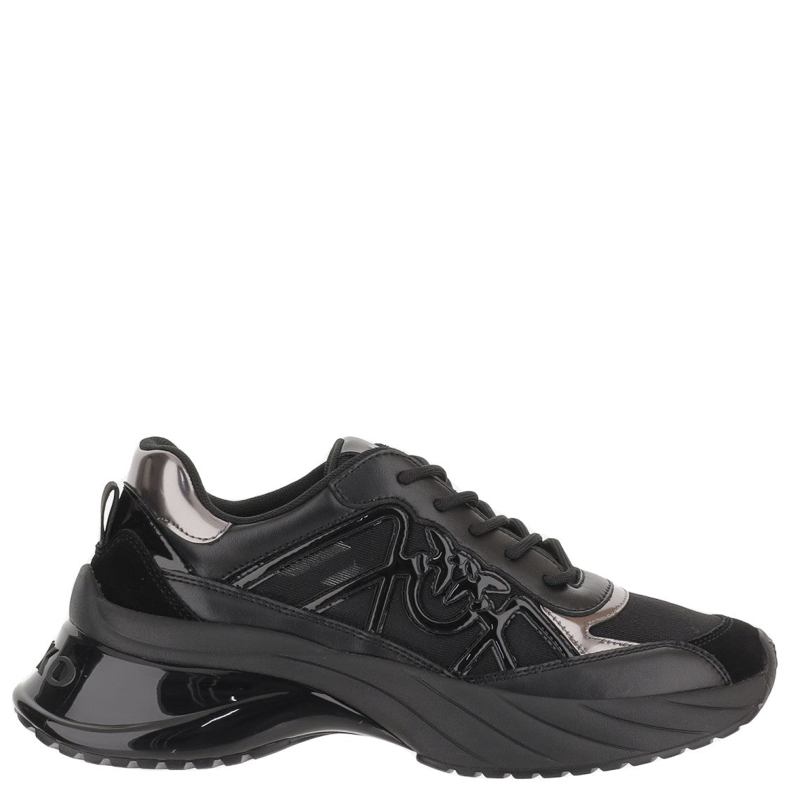 Pinko Black Sneakers With Love Birds Emblem