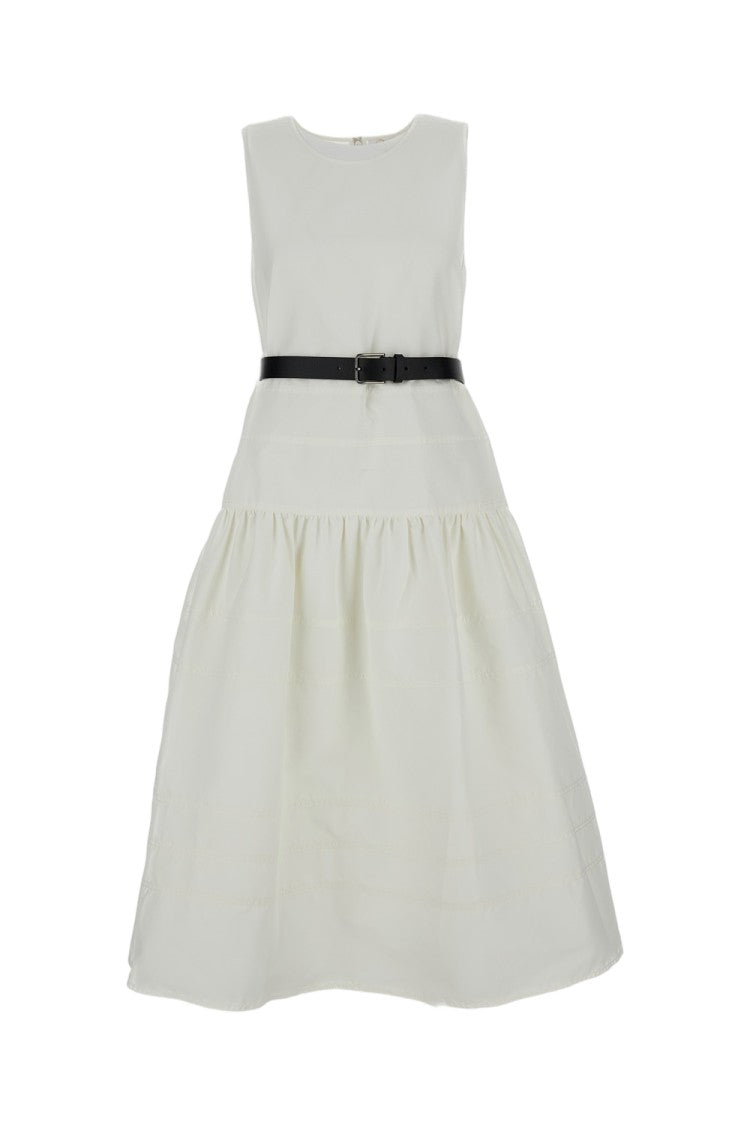 Mantù Pristine White Dress With Silhouette