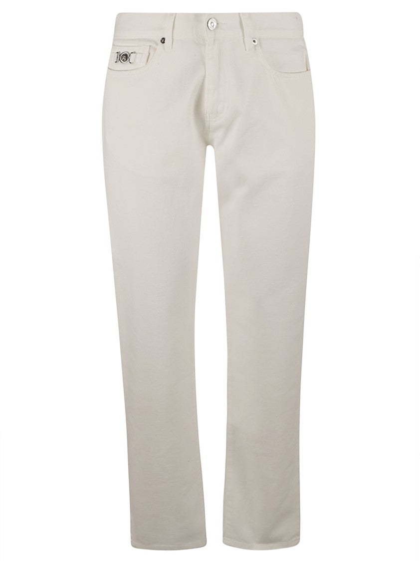 Versace Straight-Leg White Denim Jeans With Design