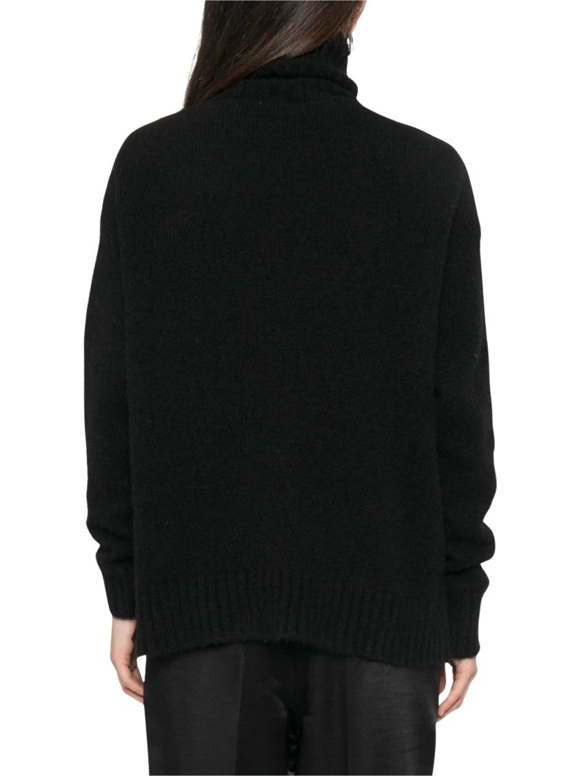 Jucca Turtleneck Sweater With Bold Intarsia Pattern And Relaxed Fit