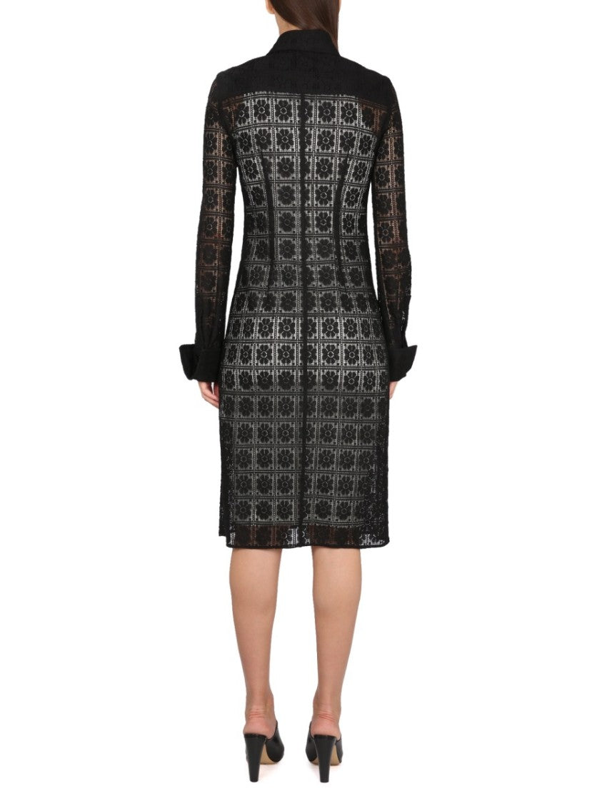 Max Mara Shirt Collar Dress With Front Button Closure