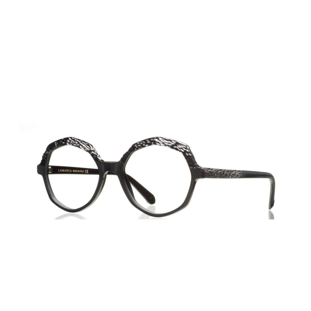 Lamarca Ceselli 129 Monocolore Octagonal Frame Sunglasses With Textured Snake Skin Pattern