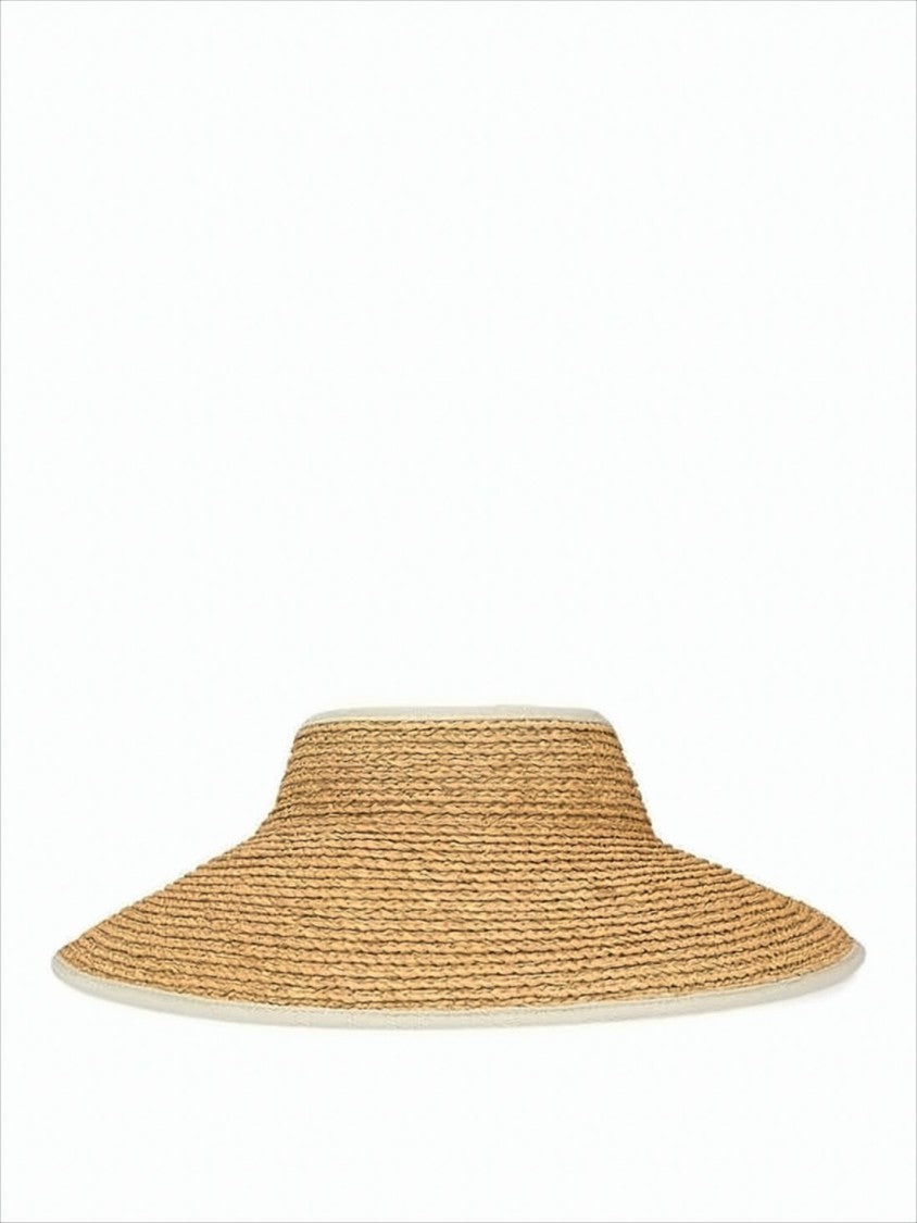 Helen Kaminski Wide-Brimmed Raffia Visor Hat With Adjustable Tie Closure