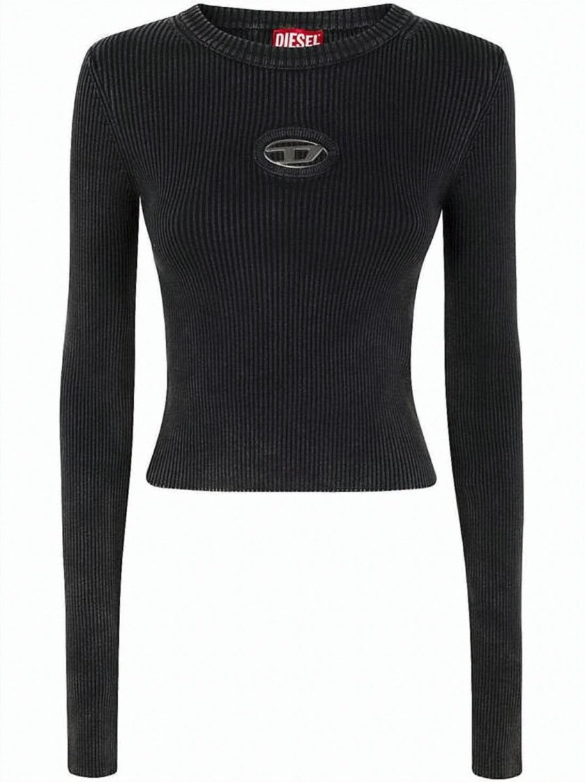 Diesel Ribbed Knit Sweater With Cropped Hem