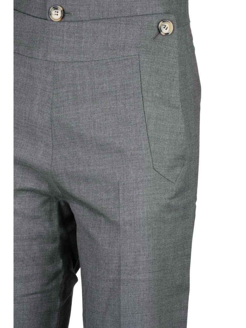 Vivienne Westwood High-Waist Grey Virgin Wool Sailor Trousers With Button Closure