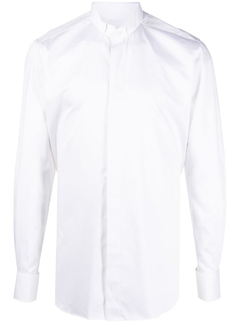 Xacus Long-Sleeve White Shirt With Mandarin Collar