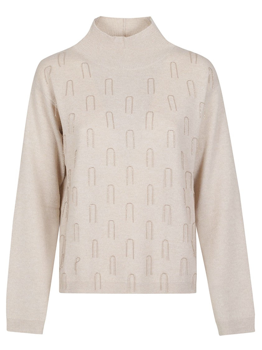 Fabiana Filippi Light Beige Turtle Neck Virgin Wool-Blend Turtleneck
