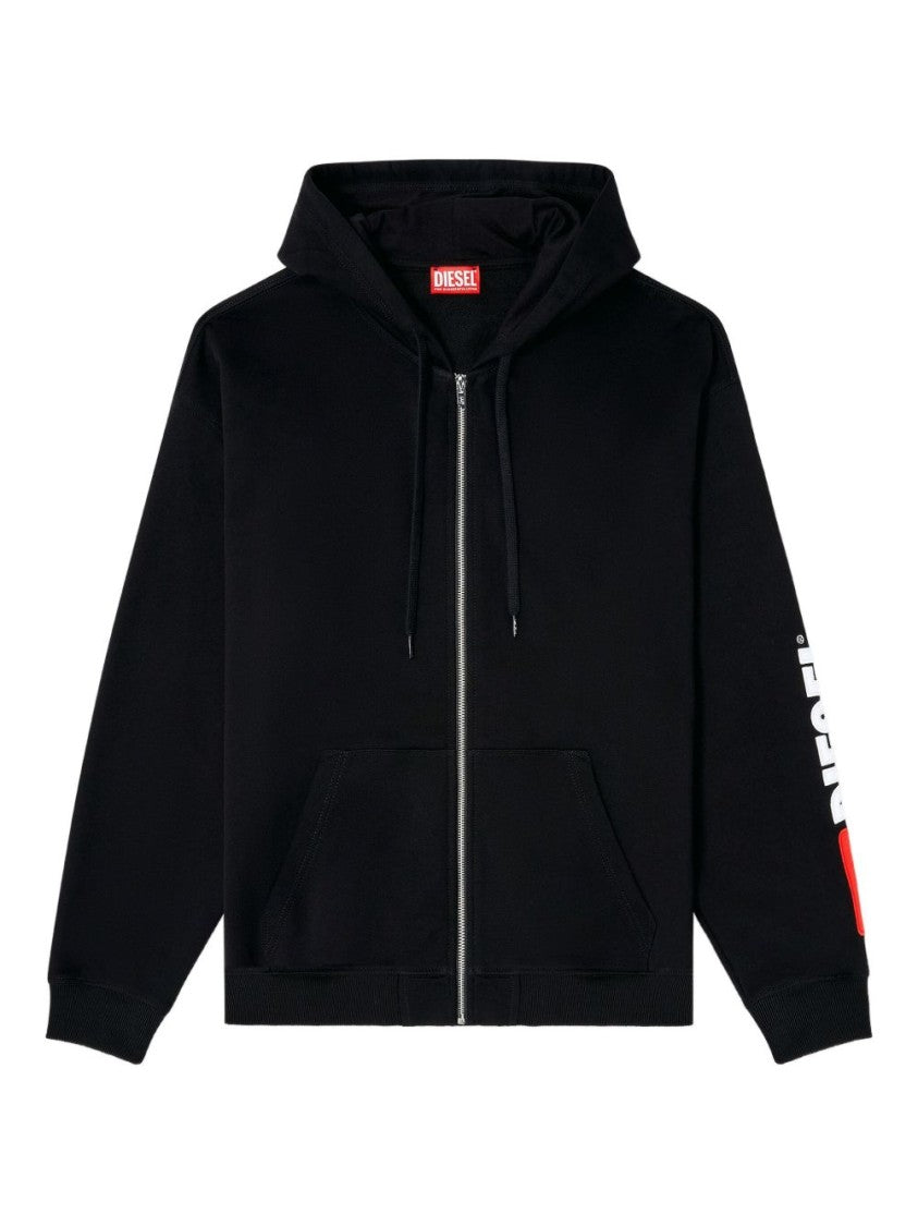Diesel Classic Fit Hooded Sweatshirt With Bold Logo Accent