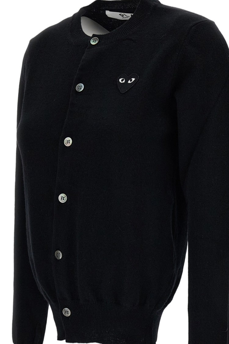 Comme Des Garçons Black Black Emblem Wool Roundneck Cardigan