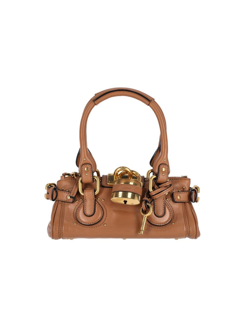 Chloé Structured Brown Hammered Buffalo Leather Shoulder Bag