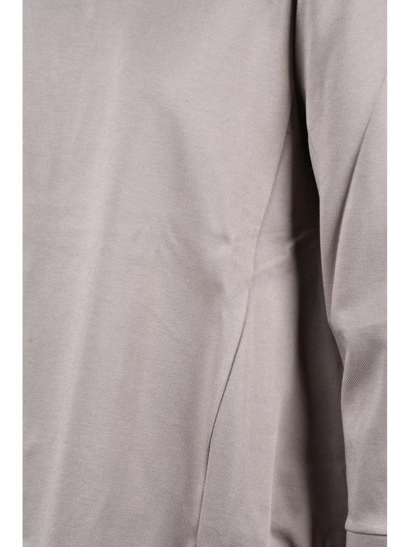 Meimeij Grey Flared Boat Neck Lightweight Sweatshirt