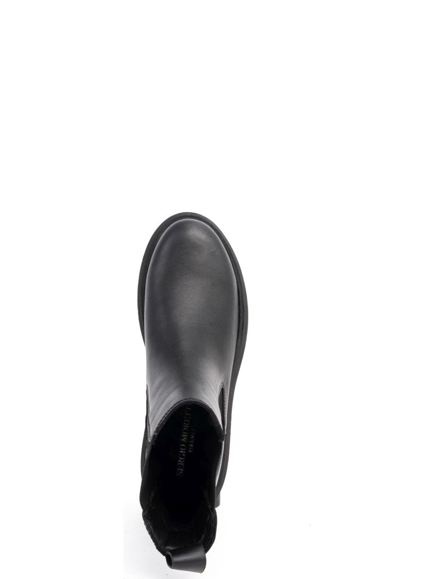 Sergio Moretti Black Ankle Boots With Elastic Side Panels