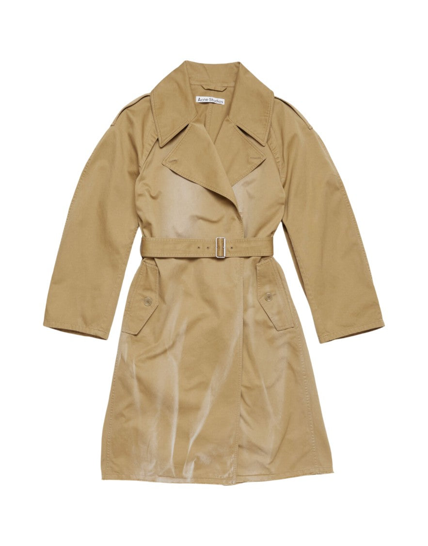 Acne Studios Midi Trench Coat With Belted Waist