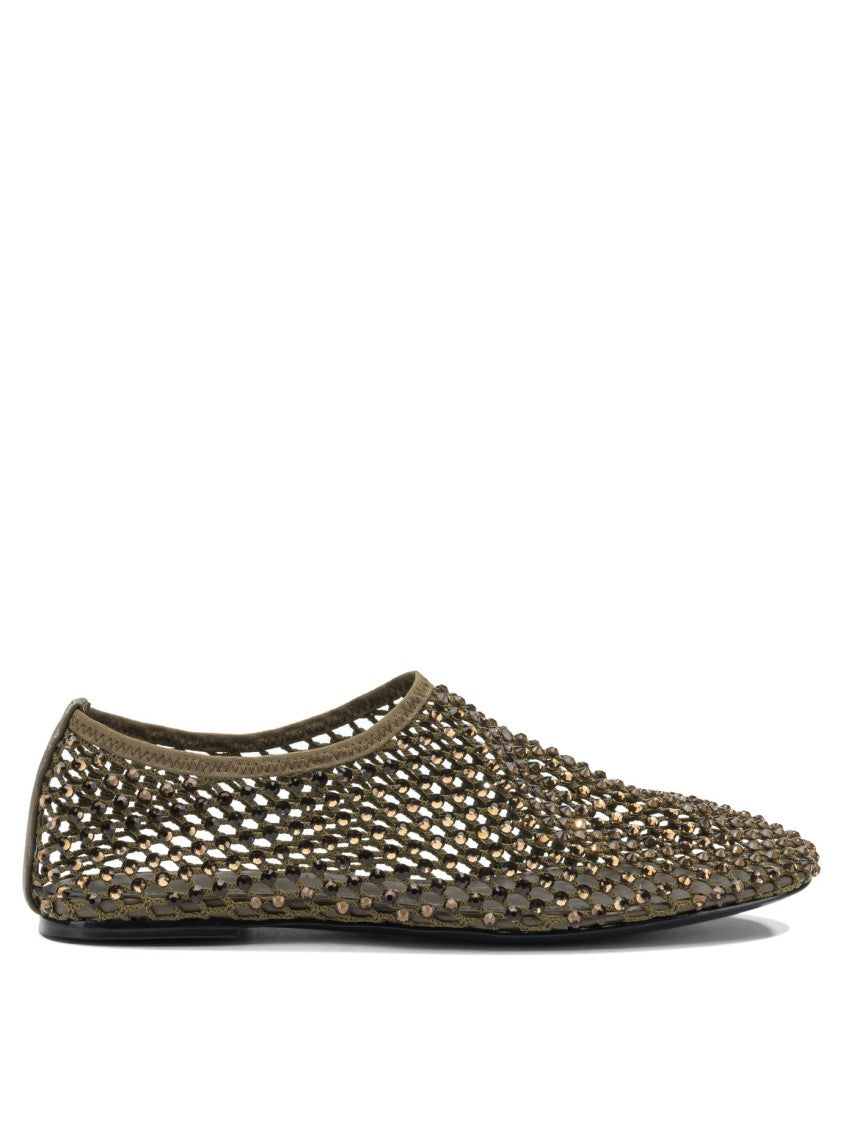 Strategia Lightweight Mesh Ballerinas With Textured Embellishments