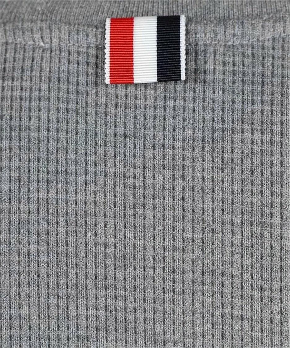 Thom Browne Textured Ribbed Sweatshirt With Three-Stripe Detail