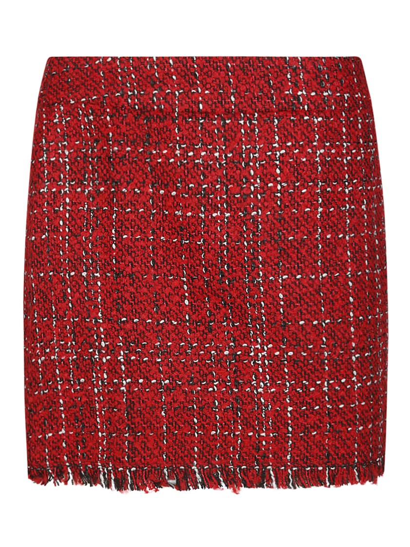 Liujo Textured Boucle Mini Skirt With Fringed Hem