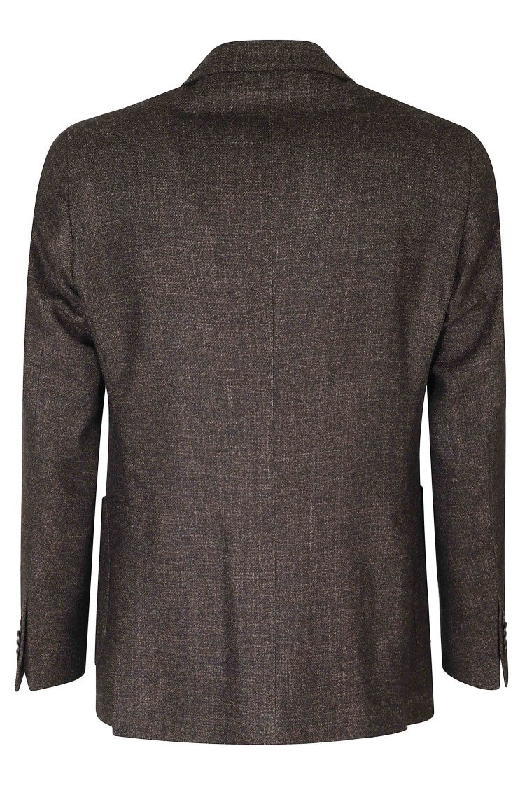 Tagliatore Brown Double-Breasted Bouclé Wool-Silk Jacket