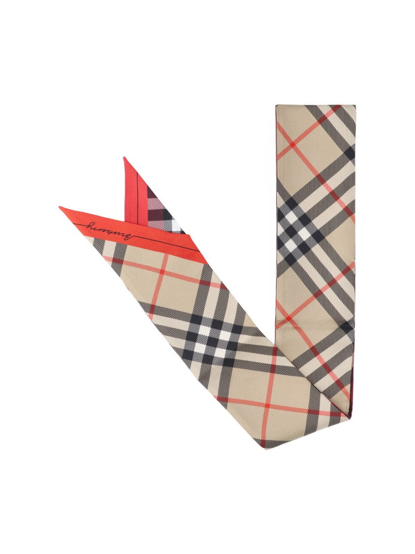 Burberry Beige Check Mulberry Silk Scarf