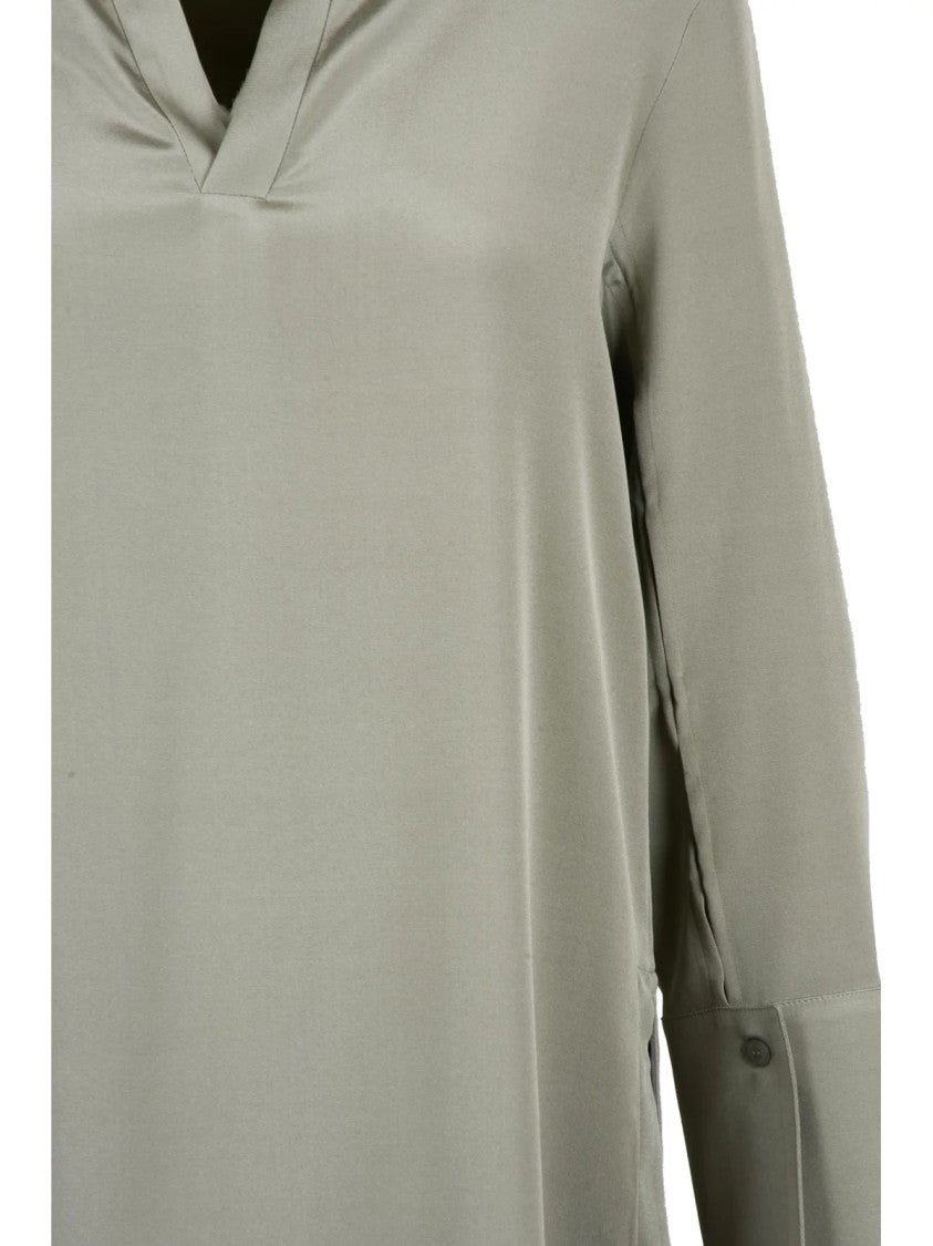 Max Mara Sage Green Silk Stretch Blouse