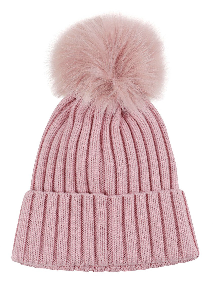 Moncler Tricot Ribbed Knit Fluffy Pom-Pom Beanie