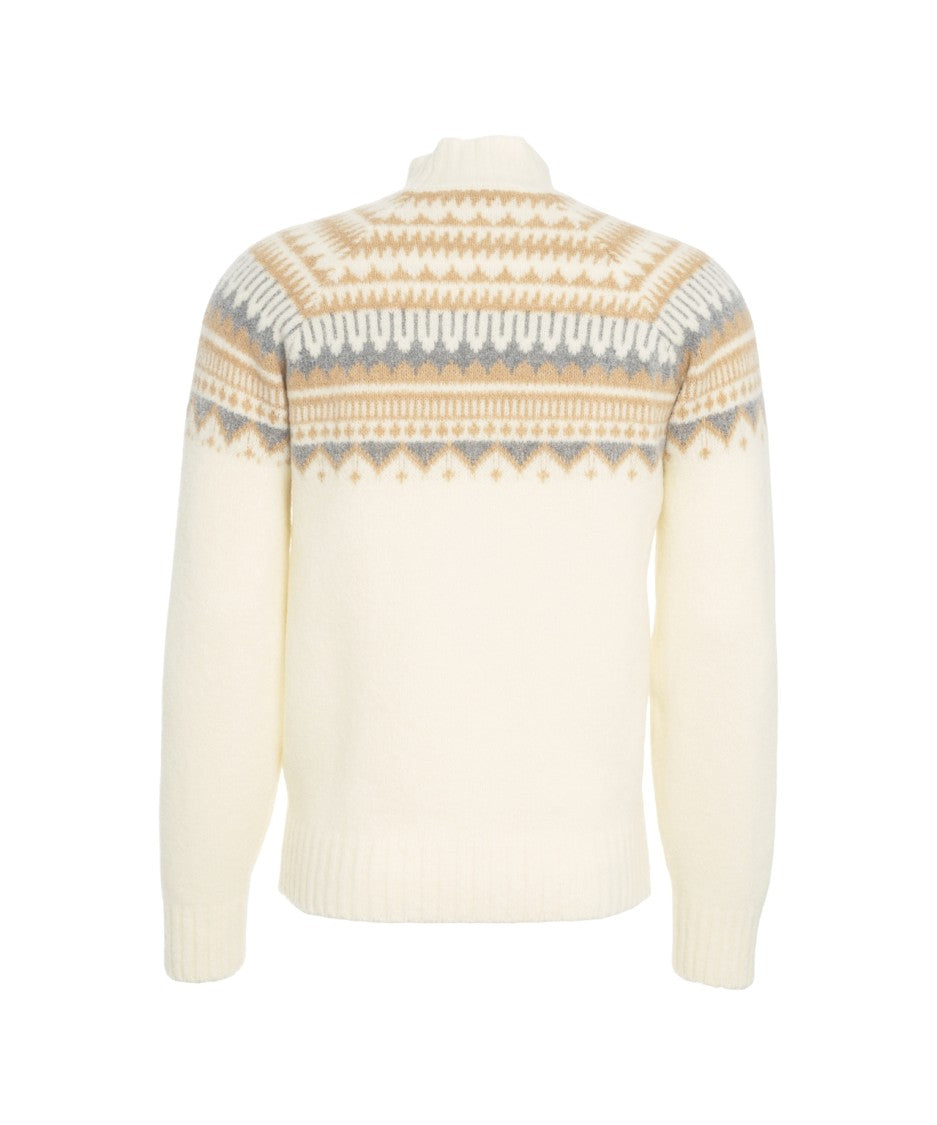 Gender Beige Knit Sweater With High Neck