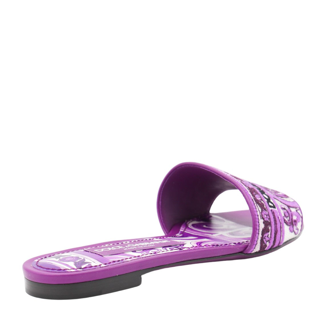 Dolce & Gabbana Floral Embroidered Purple Flat Shoes