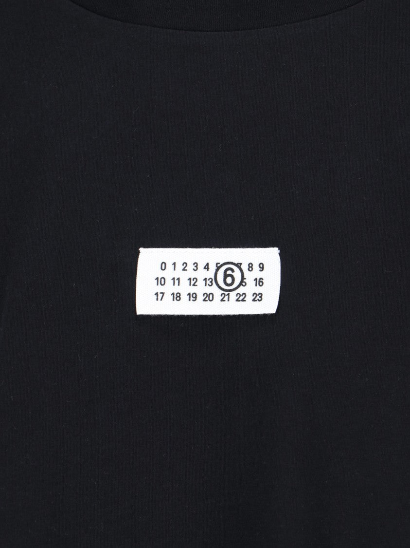 Mm6 By Maison Margiela Boxy Fit Black T-Shirt With Minimalist Design