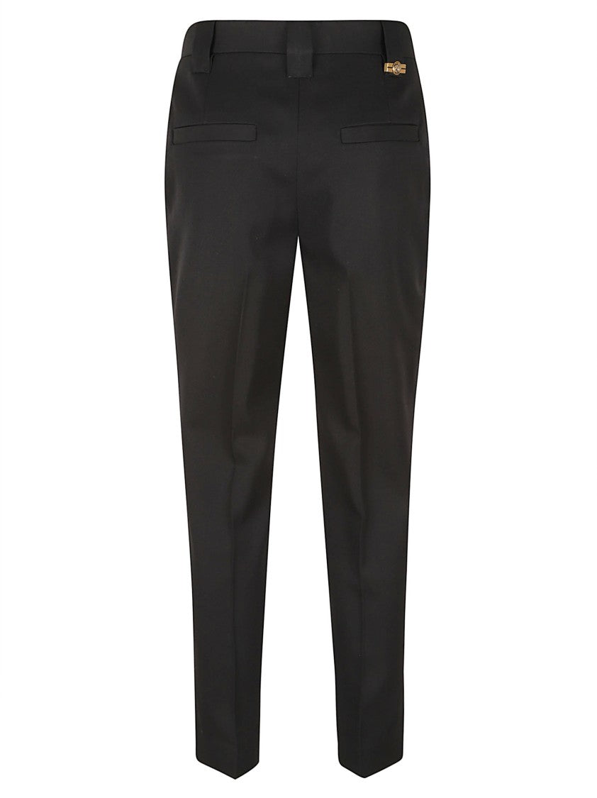 Versace Straight-Leg Tailored Trousers With Gold Emblem Detail