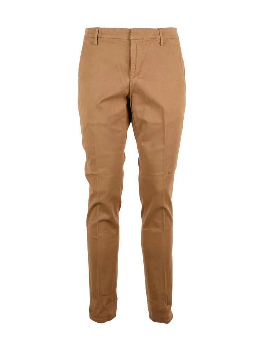 Dondup Beige Gaubert Textured Cotton-Linen Blend Trousers
