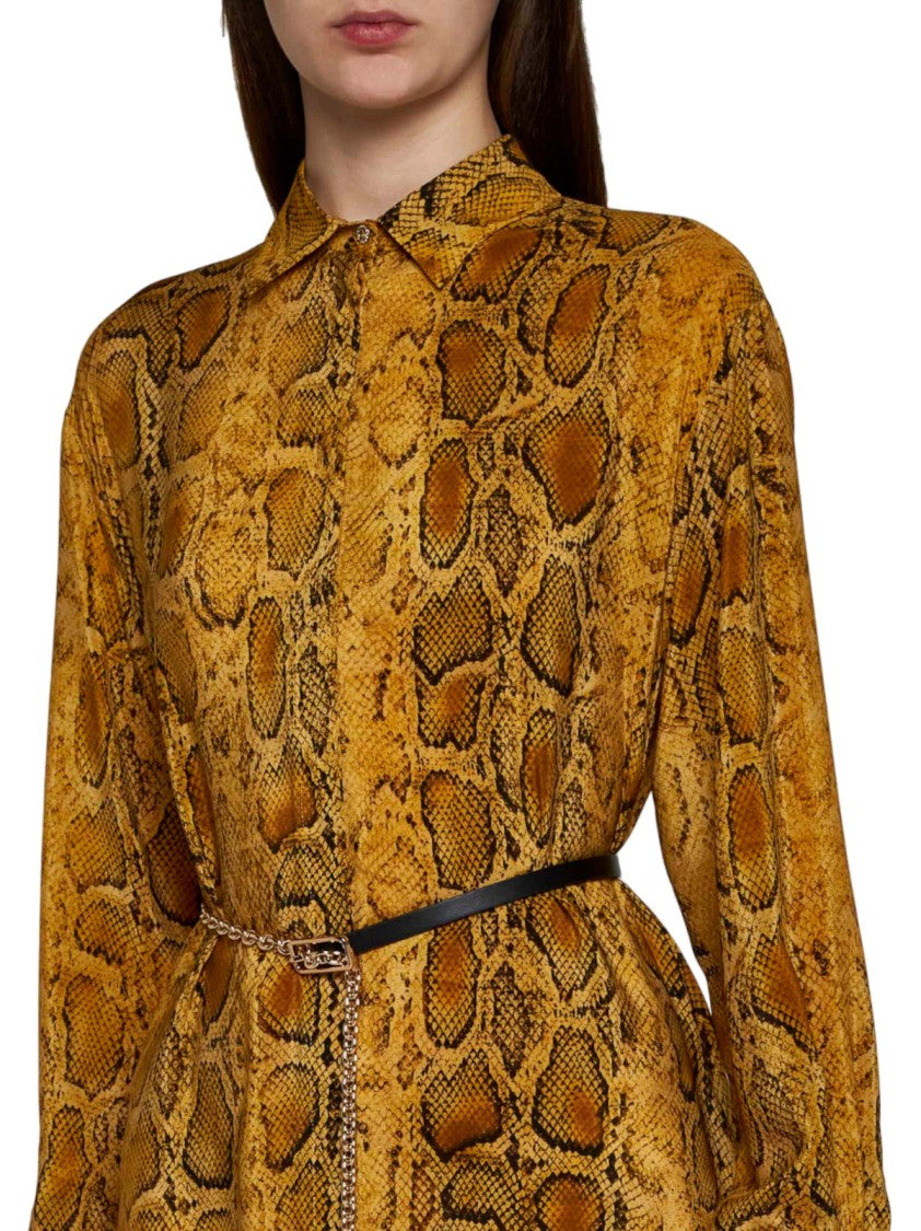 Max Mara Knee-Length Snake Print Shirt Dress