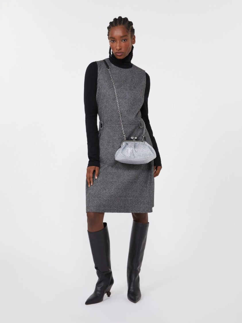 Max Mara Sculpted Clutch With Shimmering Silver Mesh