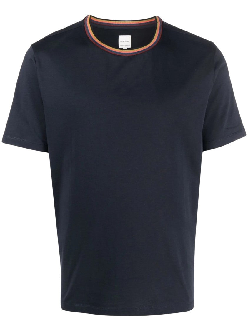 Paul Smith Black Artist Stripe Collar Cotton T-Shirt