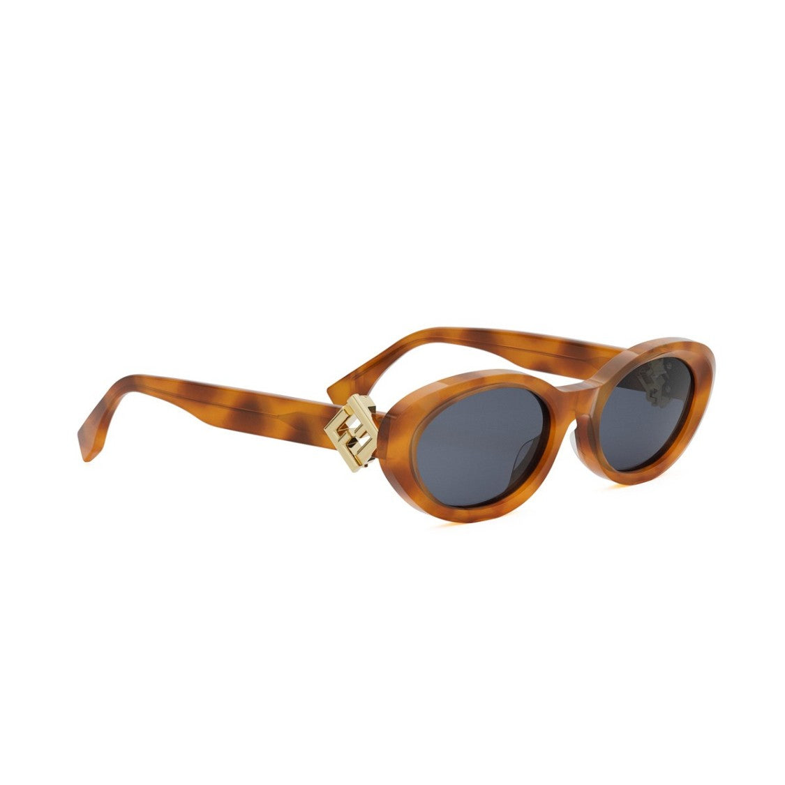 Fendi Havana Ff Diamond Acetate Oval Sunglasses